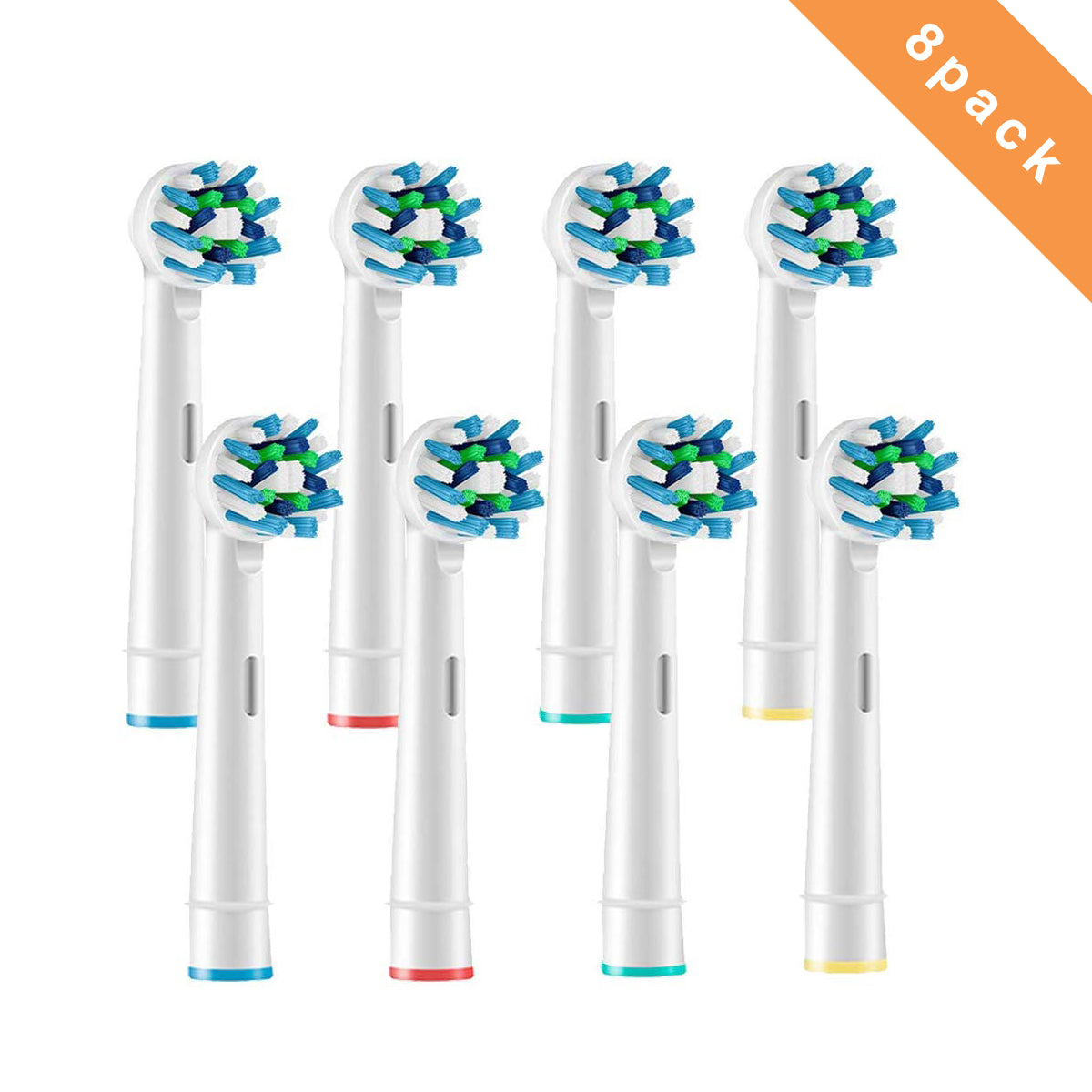 MAYCREATE Replacement Brush Heads Compatible With Pack of 8 Generic Crossaction Electric Toothbrush Heads, For Oralb Braun Bases (8)