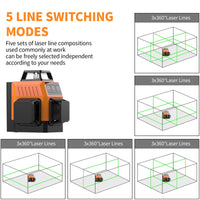 HASTHIP 3X360 Laser Level Machine, Remote Control Laser Measuring Tape, Machine with Stand and Base for Construction 12 Line Auto Self-Leveling and Alignment Cross Line