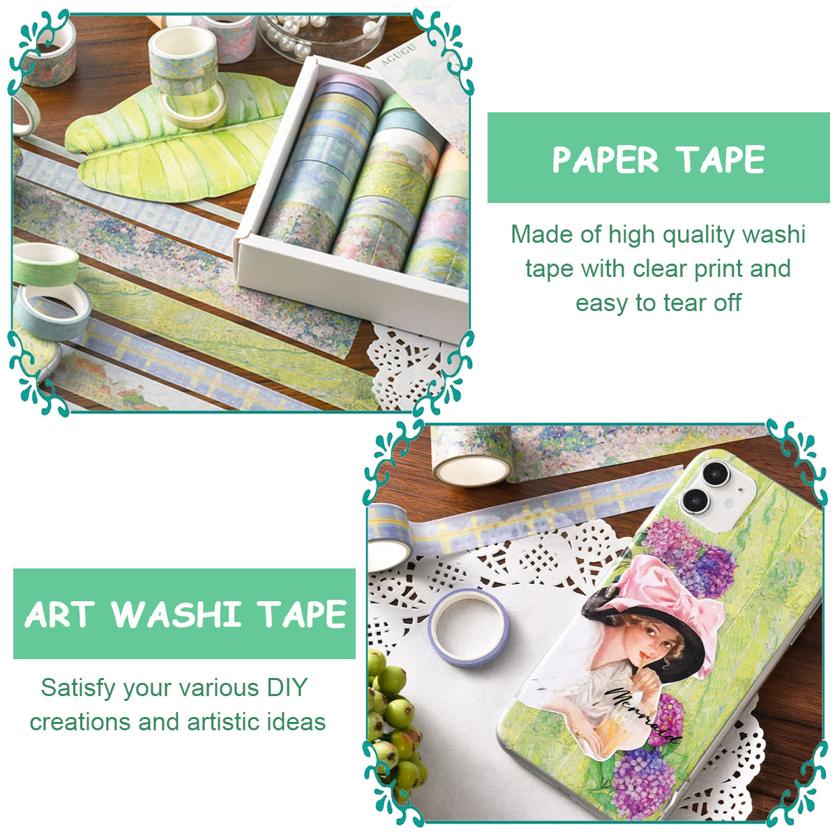 HASTHIP 20 Rolls Washi Tape Set Oil Painting Decoration Art Masking Washi Tape for Scrapbook Supplies, DIY Decor and Craft Supplies