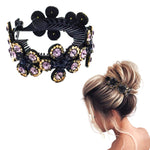 MAYCREATE Magic Bun Hair Clip for Women Ladies Hair Comb Pin,Floral Rhinestone Bridal Hair Bun Maker,Stylish Hair Accessories