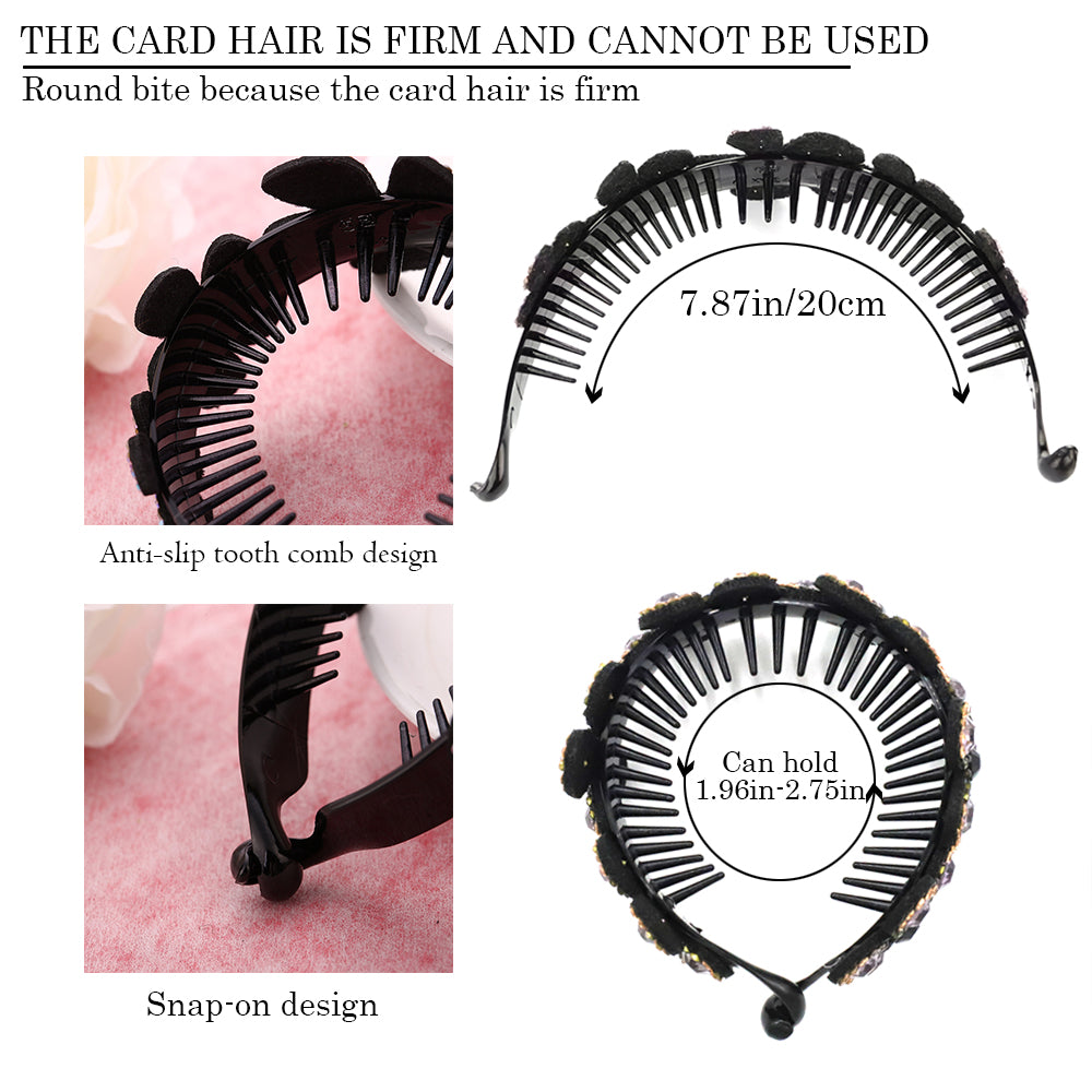 MAYCREATE Magic Bun Hair Clip for Women Ladies Hair Comb Pin,Floral Rhinestone Bridal Hair Bun Maker,Stylish Hair Accessories