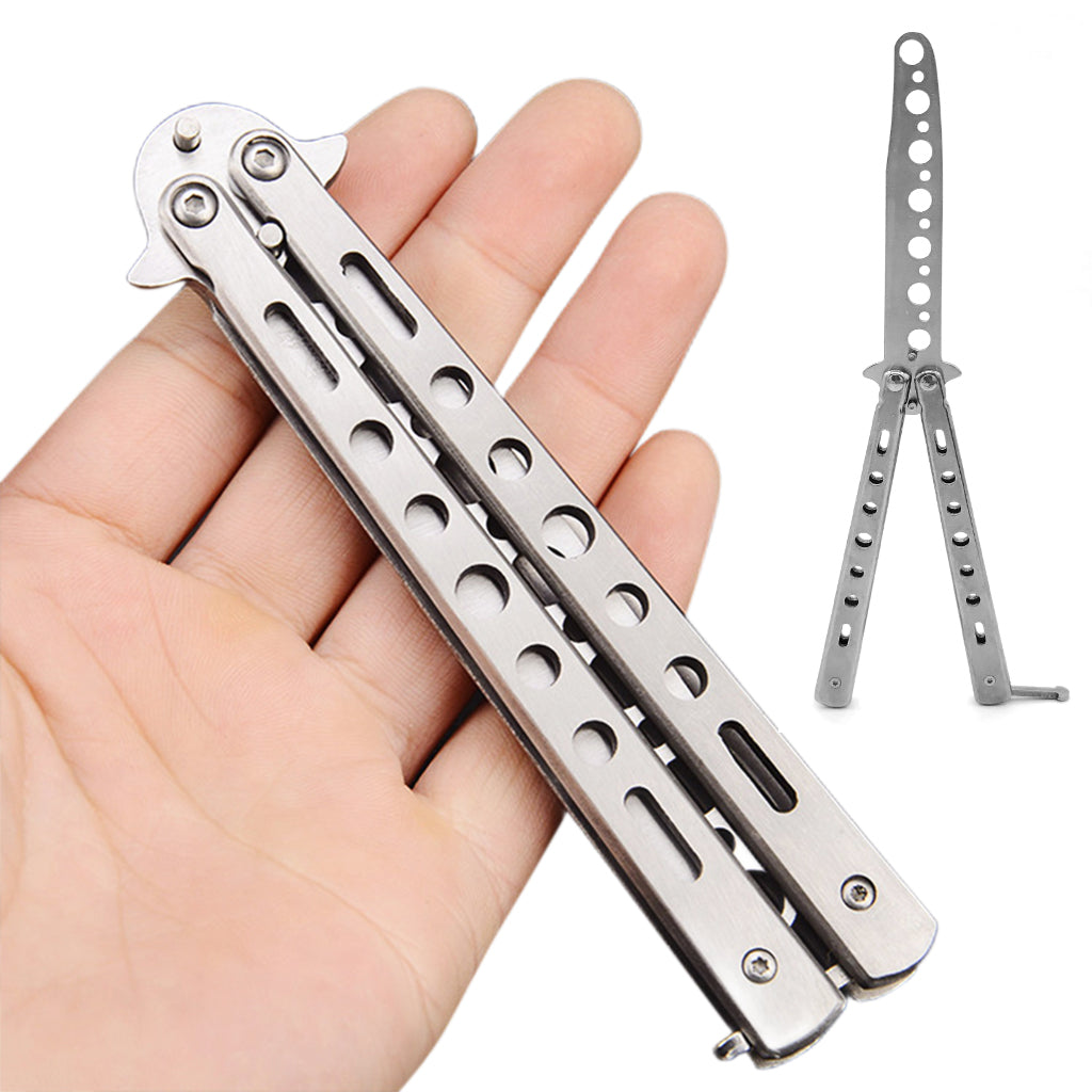 Proberos Butterfly Knives Trainer with O-Ring Latch for Beginner, Children, Butterfly Knives Lover & More, Balisong Trainer with Unsharpened Blade for Practicing Flipping Tricks(Black)