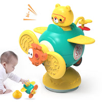 PATPAT Suction Toys for Baby, 3 in 1 Baby High Chair Toys with Detachable Suction Cup Toys Baby Rattle Sensory Car Toys for Early Development, Spinning Pop Toys Gifts for Newborn Toddlers Kids