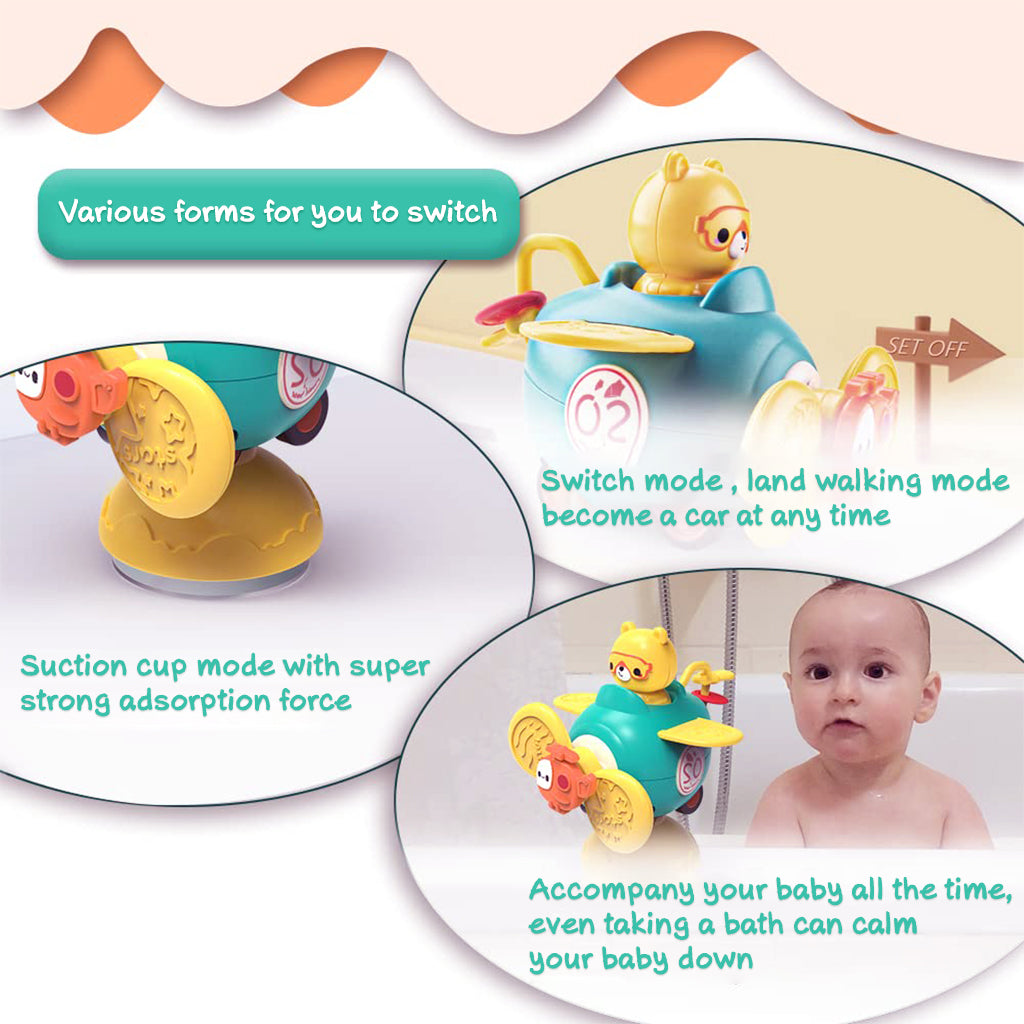 PATPAT Suction Toys for Baby, 3 in 1 Baby High Chair Toys with Detachable Suction Cup Toys Baby Rattle Sensory Car Toys for Early Development, Spinning Pop Toys Gifts for Newborn Toddlers Kids