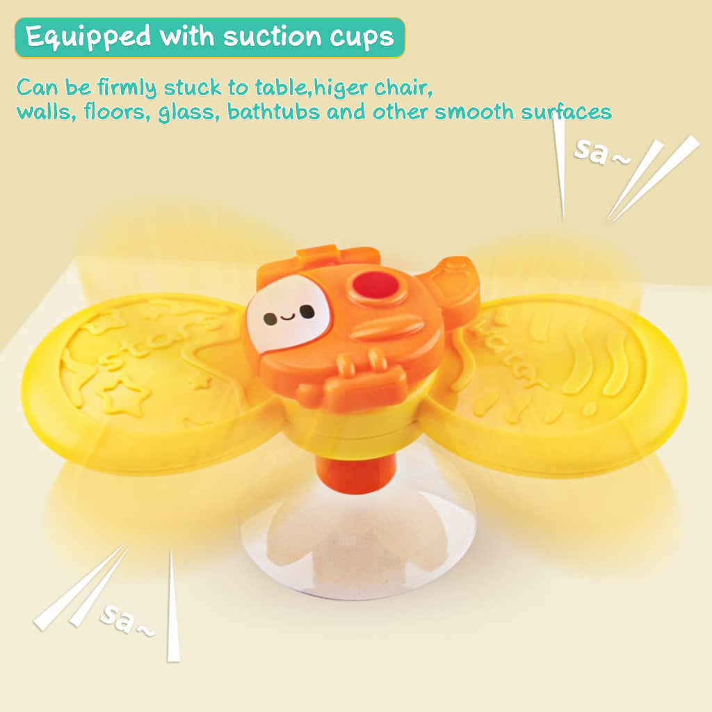 PATPAT Suction Toys for Baby, 3 in 1 Baby High Chair Toys with Detachable Suction Cup Toys Baby Rattle Sensory Car Toys for Early Development, Spinning Pop Toys Gifts for Newborn Toddlers Kids