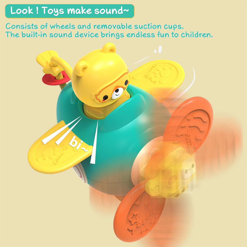 PATPAT Suction Toys for Baby, 3 in 1 Baby High Chair Toys with Detachable Suction Cup Toys Baby Rattle Sensory Car Toys for Early Development, Spinning Pop Toys Gifts for Newborn Toddlers Kids