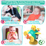 PATPAT Suction Toys for Baby, 3 in 1 Baby High Chair Toys with Detachable Suction Cup Toys Baby Rattle Sensory Car Toys for Early Development, Spinning Pop Toys Gifts for Newborn Toddlers Kids