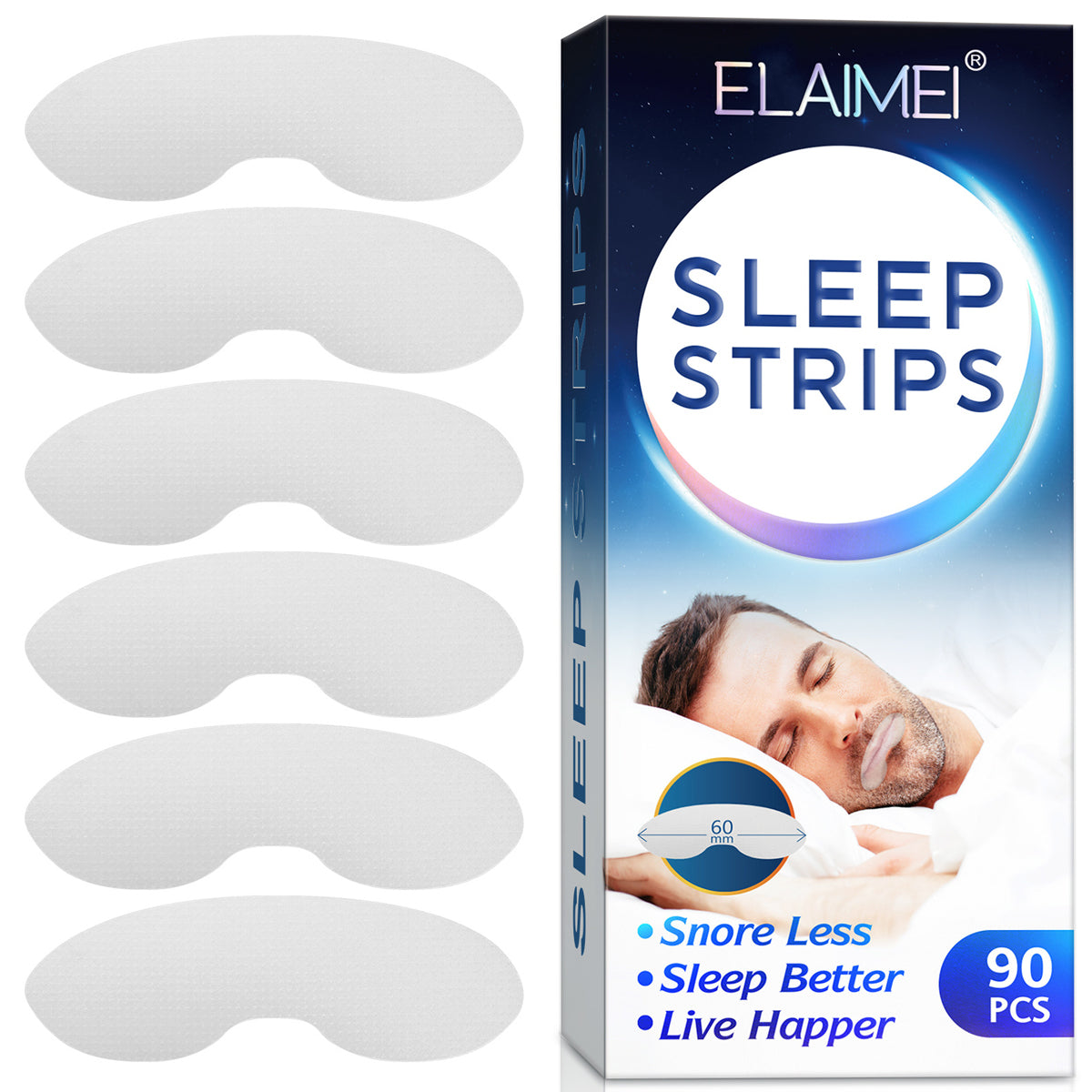 HANNEA  90PCS Anti-snoring Tape Snore Stopper Strips Nasal Strips to Reduce Mouth Breathing Anti Snoring Strips to Improve Sleep Aids Mouth Sleep Strips for Snoring Reduction