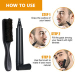 MAYCREATE  Beard Pencil Filler for Men Beard Filler with Bristle Beard Brush Natural Mustache and Eyebrow Enhancer to Fill, with Wooden Handle, Promotes Beard Growth