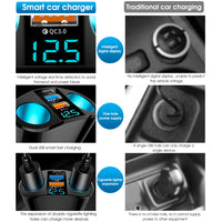 STHIRA Car Charger, 120W Car Cigarette Lighter Splitter with QC3.0 & 2.4A USB Ports, PD Charging Port 12V/24V Car Charger Car Lighter Adapter with LED Voltage Display Car Charger Fast Charging for GPS Phone