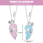 SANNIDHI BFF Necklace for 2 Girls Split Heart Best Friend Necklace for Women Girls, Alloy Unicorn Sisters Friendship Necklace for 2 Best Friends Gifts (One Pair)