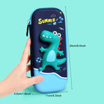 HASTHIP Soft Touch Pencil Case with Compartments, 3D Stereo Cartoon Pencil Box, Large Capacity Zipper Pencil Pouch, Pouch Pen Case Simple Stationery Bag for Teens Girls Adults Student (Dinosaur)