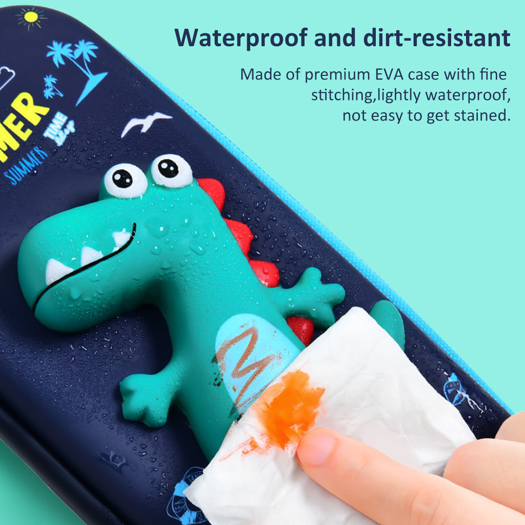 HASTHIP Soft Touch Pencil Case with Compartments, 3D Stereo Cartoon Pencil Box, Large Capacity Zipper Pencil Pouch, Pouch Pen Case Simple Stationery Bag for Teens Girls Adults Student (Dinosaur)