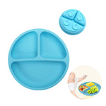 SNOWIE SOFT Baby Suction Plates for Baby Feeding with 4 Strong Suction Cups, Silicone Toddler Plates with Deep Divided for Kids to Feed Themselves, Dish Washer & Micro-Wave Oven Safe (Blue)