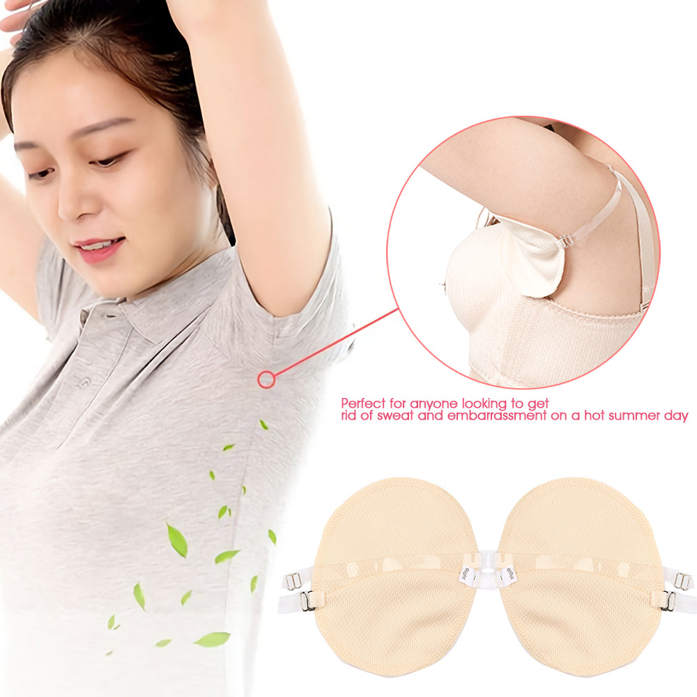 HANNEA  2pcs Cotton Underarms Sweat Pads for Women & Girls with Invisible Shoulder Strap-Armpit Sweat Pad,Washable & Resuable (complexion)