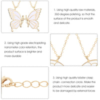 ZIBUYU  Butterfly Necklace Alloy Friendship Necklace for Girls Women Necklace Girlfriend Love Sisters Necklace Gift,One Pair(Golden)