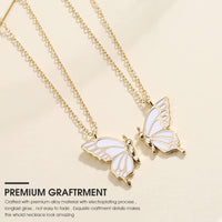 ZIBUYU  Butterfly Necklace Alloy Friendship Necklace for Girls Women Necklace Girlfriend Love Sisters Necklace Gift,One Pair(Golden)