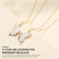 ZIBUYU  Butterfly Necklace Alloy Friendship Necklace for Girls Women Necklace Girlfriend Love Sisters Necklace Gift,One Pair(Golden)