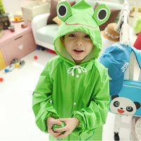 PALAY Raincoat for Kids Boys Girls with Hood, Polyester Rain Ponchos with Pockets and School Bag Coverage, Bright Color Raincoat for 3-7 Years Old Kids (green)