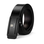 GUSTAVE  Men Adjustable Leather-Leather Belt Adjustable Auto Lock Buckle Belt (Black)