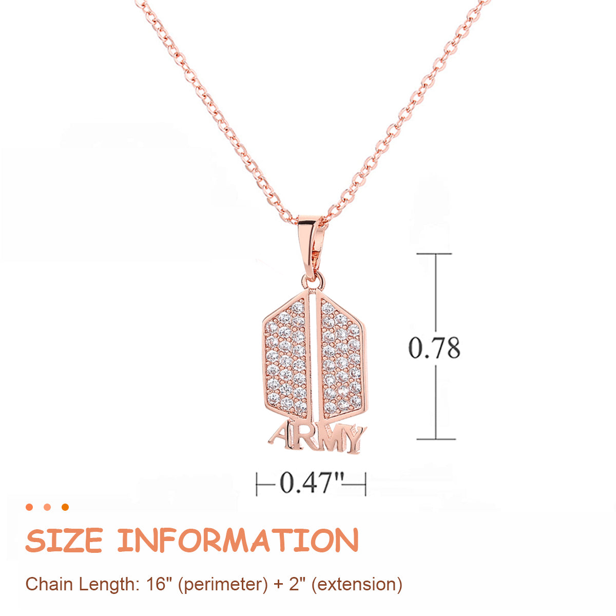 SANNIDHI BTS Necklace for Women Pendant Necklace for Girls Stylish,Zirconia Jewelry Necklaces Army Fans Gift (rose gold)