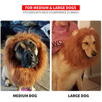 Qpets Dog Lion Mane Funny Headwear for Lion Mane for Dogs Lion Hair Ear Headwear for Dog Halloween Party Festival Headwear