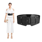 PALAY Women's Belt Metal Interlocking Buckle Belt for Women, Stylish Vintage Blouse Blazer Dress Belt (Black, Fit Waist 26.5-32 )