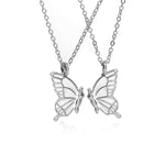 SANNIDHI 2 Pcs Necklace For Women Girls With Butterfly Pendant, Charm Necklace Alloy Necklace Gift For Birthday, Anniversary, Valentine Day(Sliver)