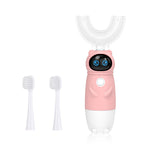 HANNEA Electric Toothbrush For Kids with 3 Brush Head, Soft Dupont Kids Electric Toothbrush with LED Light Design, Battery Powered U Shaped Toothbrush For Kids, Automatic Brush for Kid 8-12, 2-5