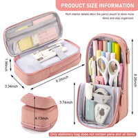 HASTHIP Large Capacity Pencil Case, Pencil Pouch for Girls, Aesthetic Pencil Case, Foldable Pencil Case, Multiple Use Pencil Bag for School Office Girls Boys (Pink)