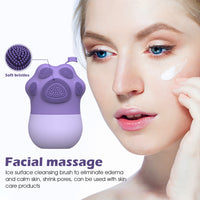 HANNEA Ice Roller for Face Massage & Eye, Anti-Leak Silicone Ice Face Roller Ice Mould With Cleansing Brush, Women Skin Care Ice Facial Roller for Eliminate Edema & Calm Skin, Shrink Pore (Purple)