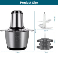 HASTHIP Chopper for Kitchen Electric 2L 400W Vegetable Chopper Good Grade Stainless Steel Garlic Chopper with 2 Speeds Adjustable Meat Mincer Meat Grinder Machine for Nuts Onion Veg and Salad