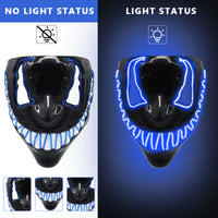 PATPAT  Halloween Mask LED Light Up Mask for Adults Kids, Neon Glow Masks with Dark and Evil Glowing Eyes, Cool Halloween Costume Cosplay Party for Men Women (Blue)