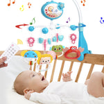 PATPAT  Crib Hanging Toy for Babies,Electric Rotation Crib Soothe Toy Multifunctional Crib Hanging Toy with Lullabies, Timing,Cartoon Projection,Night Light,Crib Hanging Toy for Baby 3-6 Month (Blue)