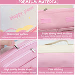 HASTHIP Pencil Case for Girls, Portable Handle Pencil Pouch with 2 Compartment Zippers, Large Capacity Pencil Case, Pencil Box for Stationary, Pencil Case for Kids, Pencil Box for School (Pink)