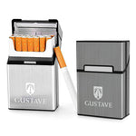 GUSTAVE  Cigarette Case King Size for Whole Package Cigarettes 20pcs Anti-Collision Splash Proof and Scratch Resistant 2 Pack, Plastic Material, Aluminum Sheet Veneer(Black + Silver)