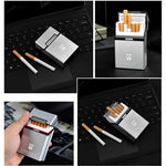 GUSTAVE  Cigarette Case King Size for Whole Package Cigarettes 20pcs Anti-Collision Splash Proof and Scratch Resistant 2 Pack, Plastic Material, Aluminum Sheet Veneer(Black + Silver)