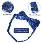 GUSTAVE Men's Bow Tie-Floral Jacquard Bow Tie Set Pocket Square Exquisite Collection (Blue)