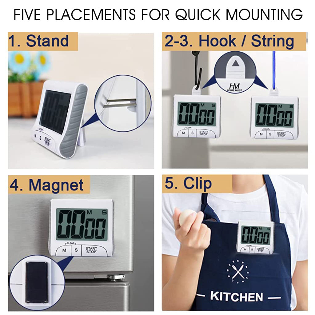 ZIBUYU 3  Large Display Kitchen Timer with Digital Timer Bracket &Magnetic Design Cooking Timers For Kitchen Study,Working Out,Baking Timer,Schedule Reminder