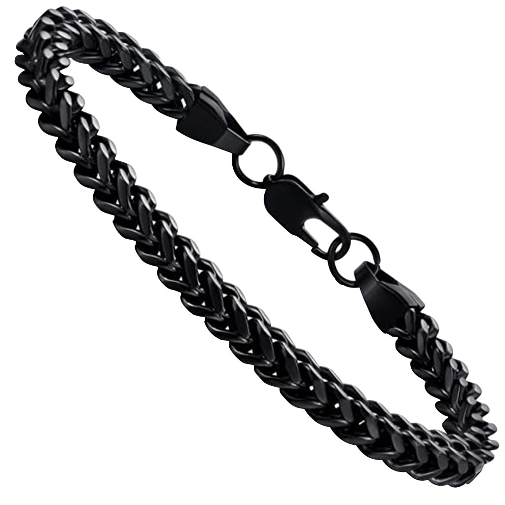 ZIBUYU Stainless Steel Bracelet for Men Chain Bracelet for Boys Curb Chain Fashion Bracelet, 8.5  (Black)
