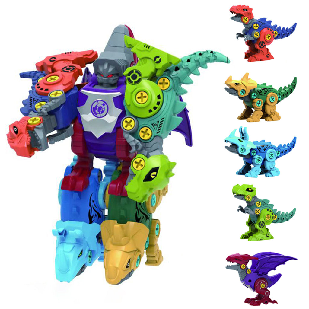 PATPAT  Dinosaur Toys for Kids, Dinosaur Robot Transformers Toys STEM Construction Building Toys for Kids, Dinosaur Toys with Screwdriver Building Blocks Gifts for Kids 3 - 8 Year Old (5 PCS 9-16cm)