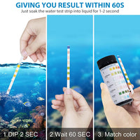 Qpets  50pcs Water PH Testing Strips,7 in 1 Water Qulity Test Strips Aquarium Test Strips Freshwater Saltwater Aquarium Water Test Kit for PH Nitrite Nitrate Chlorine Carbonate Hardness