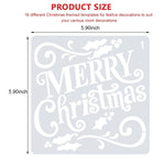 HASTHIP 16 Pcs Christmas Decoration Stencils, Stencils for Painting, Reusable Painting and Drawing Christmas Stencil for Home Decor DIY Crafting Wardrobe Decor (15*15cm)