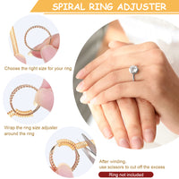 MAYCREATE Ring Size Adjuster for Loose Rings, Golden Spiral Ring Size Adjuster Invisible Ring Resizer, Reducer Guard Self Adhesive Ring Clips, Spacers Tightener Kit for Man and Women Rings