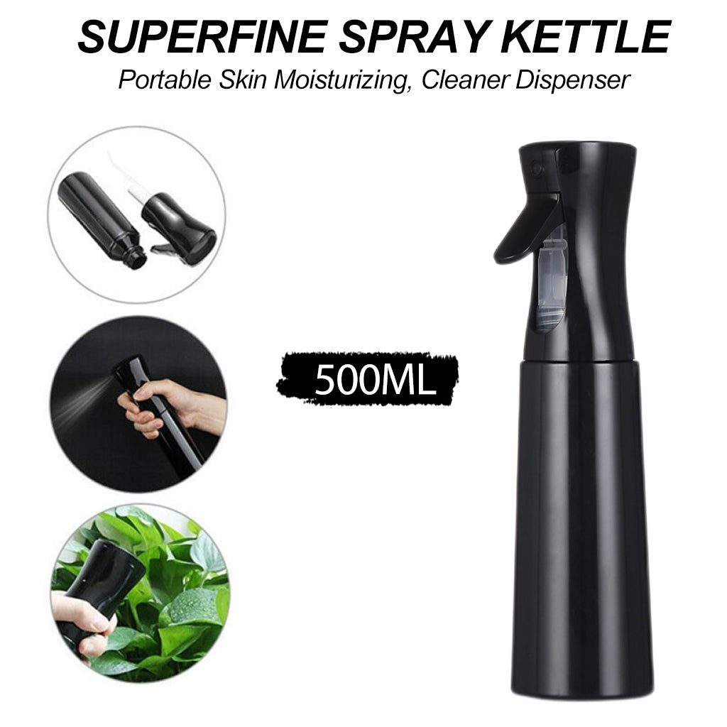 HASTHIP  500ml Large Capacity Continuous Fine Mist Plastic Spray Bottle, Spray Bottle for Household Alcohol Disinfection, Watering Flowers, Portable Skin Moisturizing (Black-500ml)