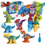 PATPAT  Dinosaur Toys for Kids, Dinosaur Robot Transformers Toys STEM Construction Building Toys for Kids, Dinosaur Toys with Screwdriver Building Blocks Gifts for Kids 3 - 8 Year Old (5 PCS 9-16cm)