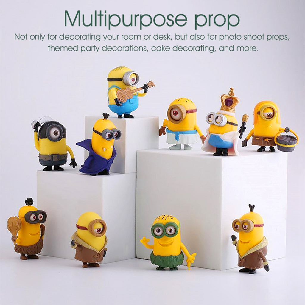 ZIBUYU 10 Pcs Minions Figures Cake Decorating Dolls PVC Model Minions Cute Lovely Figurine for Party