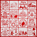 HASTHIP 16 Pcs Christmas Decoration Stencils, Stencils for Painting, Reusable Painting and Drawing Christmas Stencil for Home Decor DIY Crafting Wardrobe Decor (15*15cm)