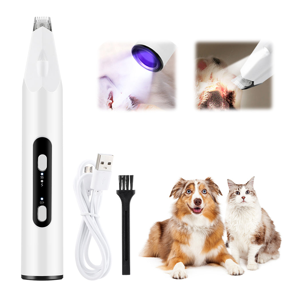 Qpets 3 In 1 Dog Trimmers Rechargeable for Small Area, Dog Hair Trimmers with LED and UV Light Mini Ceramic Blade Hair Trimmer for Hair Around Paws, Buttocks, Wounds for Cats Dogs