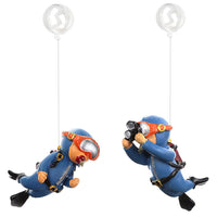 Qpets 2 Pcs Aquarium Floating Cartoon Diver Cute Resin Aquarium Decorative Items Fish Aquarium Decoration,7 * 3cm,Floating on Water Aquarium Decorative Items Ornament for Fish Aquarium